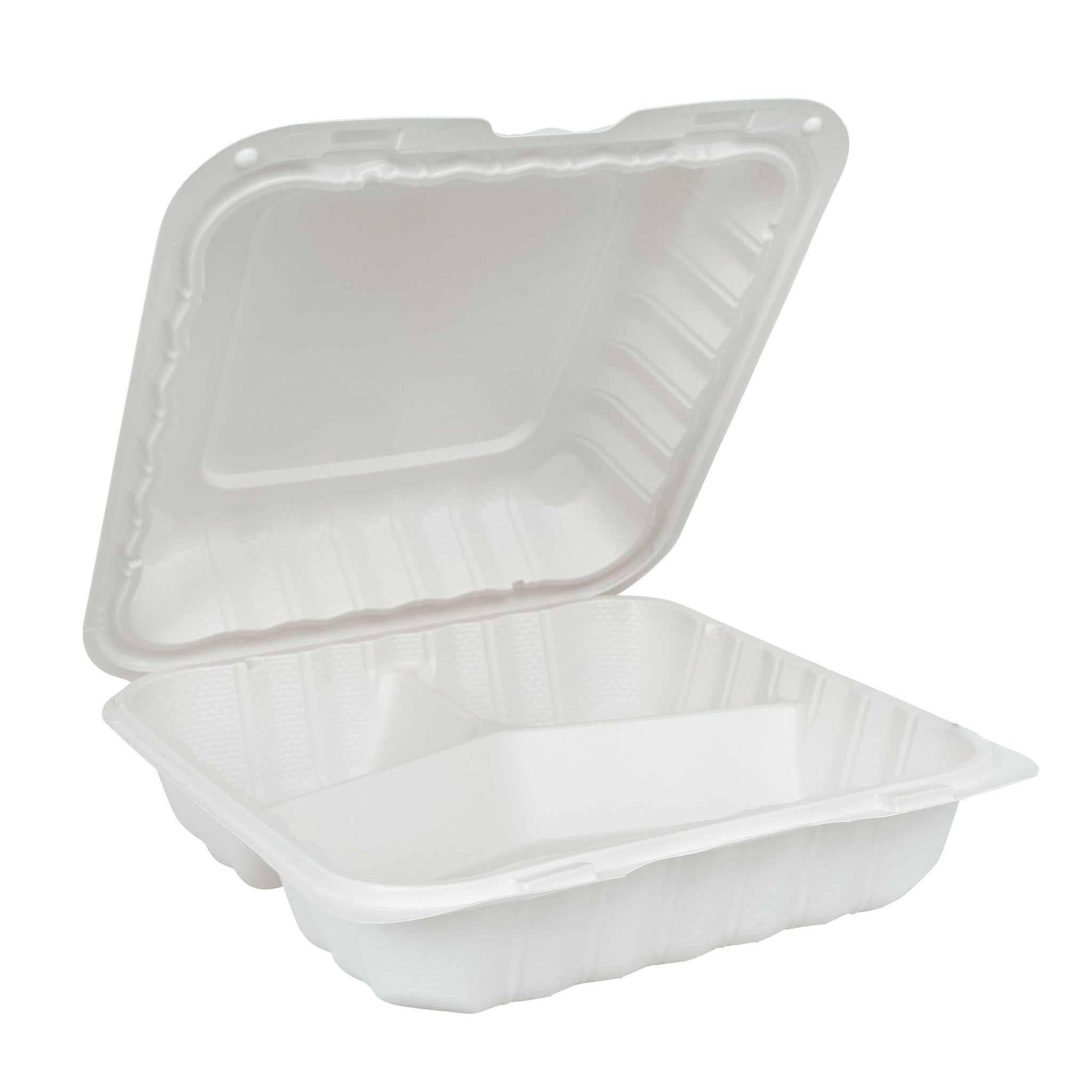 Ecosystems® Mfpp 3-Compartment Hinge Container, White, 8