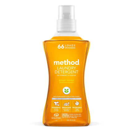 Method® Laundry Detergent, Ginger Mango, 1.6L, 66 Loads, 4/Case-B2B Discounters