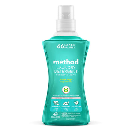 Method® Laundry Detergent, Beach Sage, 1.6L, 66 Loads, 4/Case-B2B Discounters