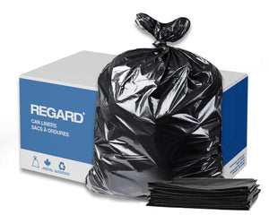 REGARD® Can Liners, Low Density, X-Strong, 35" X 50", Black, Ecologo, 100 Bags/Case-B2B Discounters