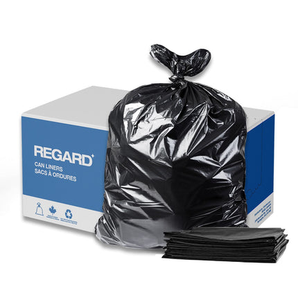REGARD® Can Liners, Low Density, Strong, 30" X 38", Black, Ecologo, 200 Bags/Case-B2B Discounters