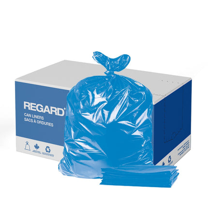 REGARD® Can Liners, Low Density, Strong, 35" X 50", Blue, Ecologo, 125 Bags/Case-B2B Discounters