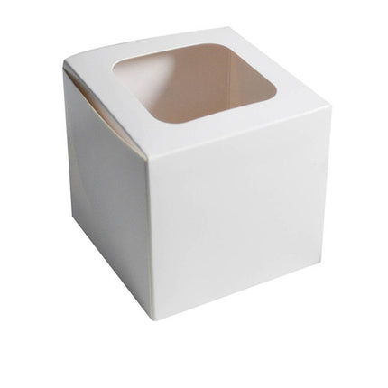 Ebbox™ Cupcake Box, 1 Pack, 4" X 4" X 4", Window, White, 100/Case-B2B Discounters