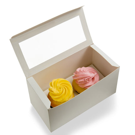 Ebbox™ Cupcake Box, 2 Pack, 8" X 4" X 4", Window, White, 100/Case-B2B Discounters
