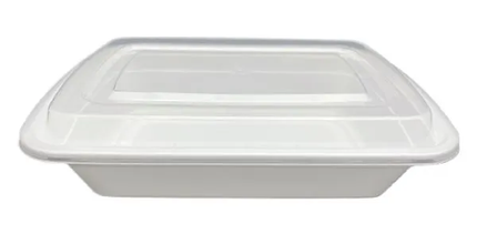Rectangular Microwaveable Container Combo, 38oz, White, 150/Case-B2B Discounters
