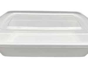 Rectangular Microwaveable Container Combo, 28oz, White, 150/Case-B2B Discounters