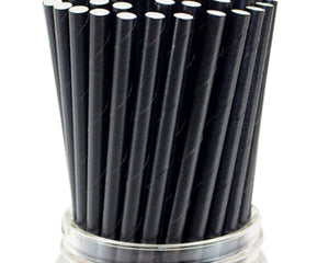 Galligreen Sip N Save Cocktail Paper Straw, 8", Black, 6mm, 2500/Case-B2B Discounters