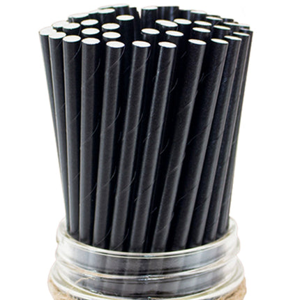 Galligreen Sip N Save Cocktail Paper Straw, 8", Black, 6mm, 2500/Case-B2B Discounters
