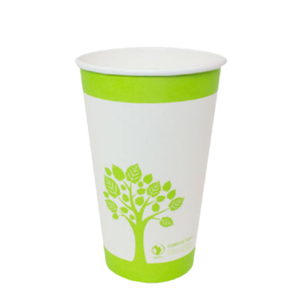 Green Tree Compostable Hot Paper Cup, 16oz, 1000/Case-B2B Discounters