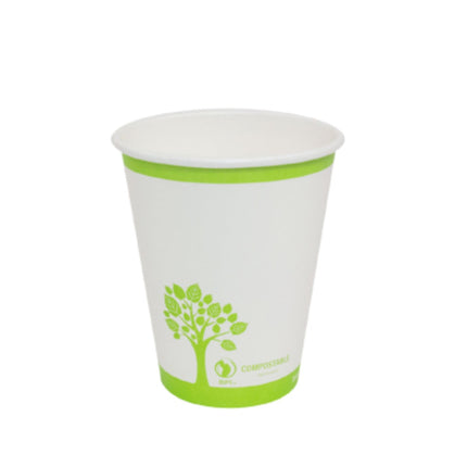 Green Tree Compostable Hot Paper Cup, 8oz, 1000/Case-B2B Discounters