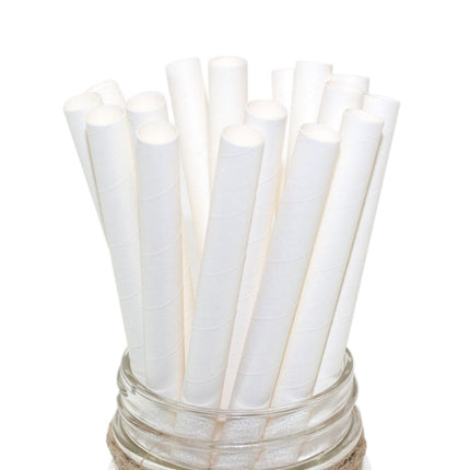 Galligreen Sip N Save Milkshake Paper Straw, 8", White, 10mm, 1000/Case-B2B Discounters