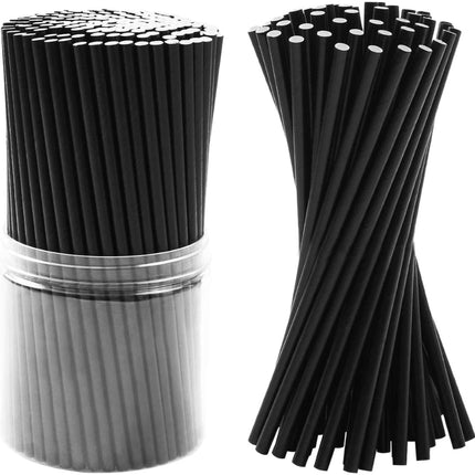 Galligreen Sip N Save Cocktail Paper Straw, 8", Black, Wrapped 6mm, 2500/Case-B2B Discounters