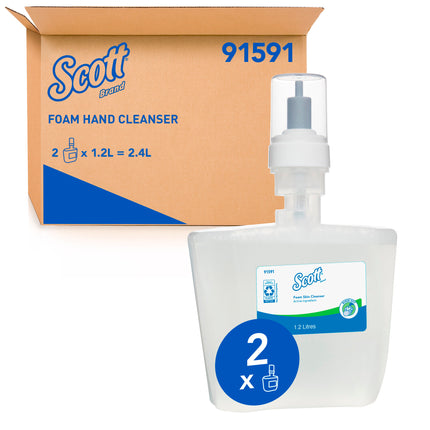 Scott Green Certified Foam Hand Soap (91591) - 1.2 L, Clear, No Fragrance Added, Automatic Hand Soap Refills, Ecologo, 2 Bottles/Case