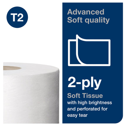 Rouleau de papier toilette Tork Advanced Mini Jumbo - 2 épaisseurs, blanc, 751 pi, 12/caisse