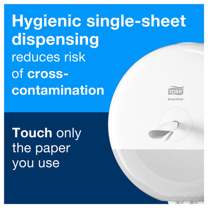 Tork SmartOne Mini Toilet Paper Roll - White, 2 Ply, 620 Sheets/Roll, 12 Rolls/Case