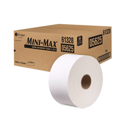 Rouleau de papier toilette géant Mini-Max - 2 plis, blanc, 750 pi, 18 rouleaux/caisse