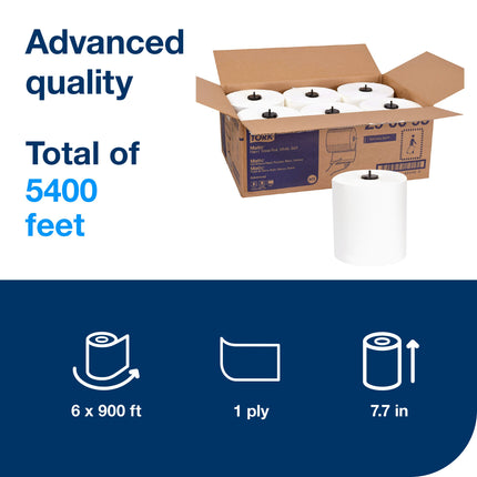 Tork Soft Matic Advanced Hand Towel Roll - White, 1 Ply, 900', 6 Rolls/Case