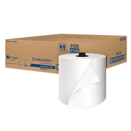 Kruger Embassy Supreme Thru-Air-Dried (TAD) Roll Towel - White, 600'/Roll, 6 Rolls/Case
