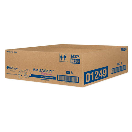 Kruger Embassy Supreme Thru-Air-Dried (TAD) Roll Towel - White, 600'/Roll, 6 Rolls/Case
