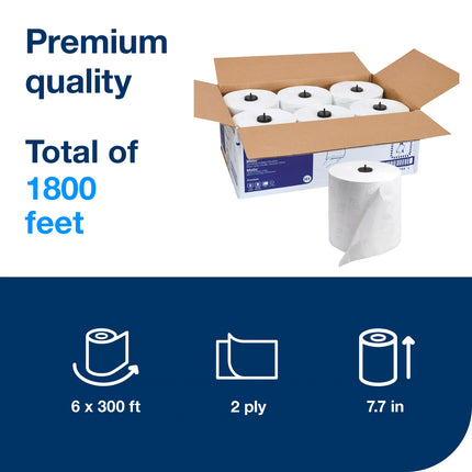 Tork Matic Premium Extra Soft Hand Towel Roll - White, 2 Ply, 300', 6 Rolls/Case