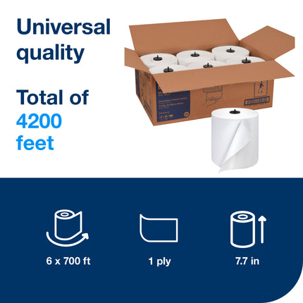 Tork Advanced Hand Towel - 1 Ply, White, 6 Rolls/Case