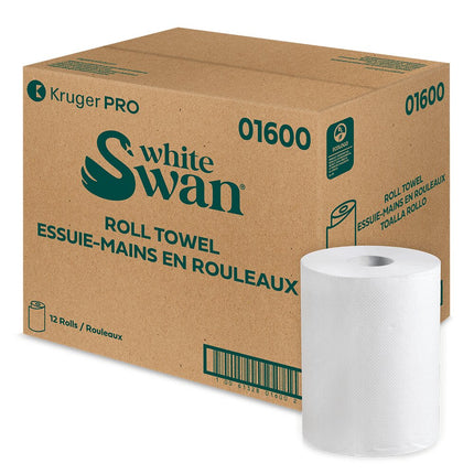 Kruger White Swan Roll Towel - White, 1 Ply, 12/Case, Made in Canada