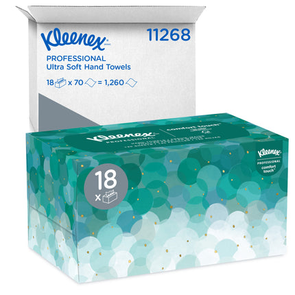 Kleenex Hand Towels - Ultra Soft and Absorbent, Pop-Up, White, 70 Sheets/Box, 18 Boxes/Case