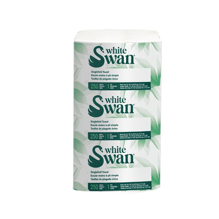 Kruger White Swan Singlefold Towel - 1 Ply, White, 250 Towels/Pack, 16 Packs/Case