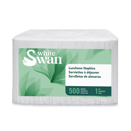 Serviette de table White Swan 4 épaisseurs - Blanc, 1 épaisseur, 500 feuilles/paquet, 12 paquets/caisse