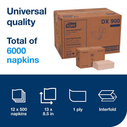 Serviette distributrice intercalaire Tork Advanced Xpressnap - 1 épaisseur, blanc, 500 serviettes/paquet, 12 paquets/caisse