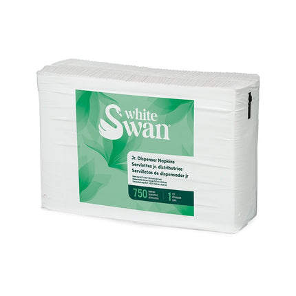 Kruger White Swan 1 Ply Junior Dispenser Napkins - Tall Fold, White, 12/Case