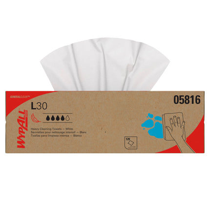 WypAll Dry Wipers In Pop-Up Box - 1-Fold, White, 120 Wipers/Pack, 6 Packs/Case