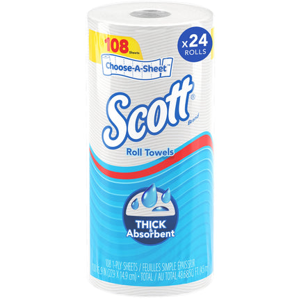 Scott 47031 Scott Paper Towel - Choose A Sheet, 1-Ply, 102-Sht, White, 24/Case