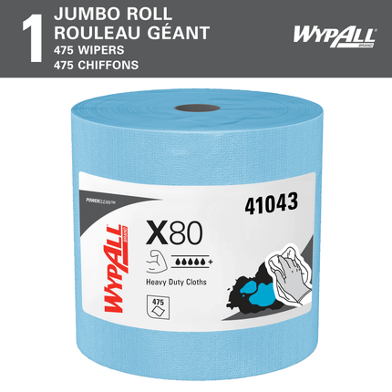 WypAll X80 Cloth Jumbo Roll - Blue, 475 Cloths/Roll