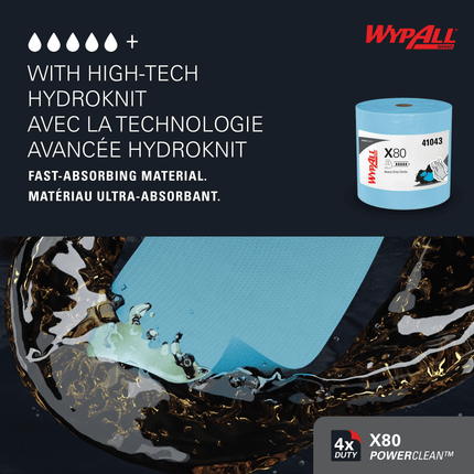 WypAll X80 Cloth Jumbo Roll - Blue, 475 Cloths/Roll
