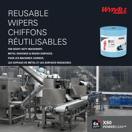 WypAll X80 Cloth Jumbo Roll - Blue, 475 Cloths/Roll