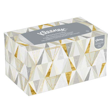 Essuie-mains Kleenex (01701) – Avec alvéoles absorbantes de qualité supérieure, boîte distributrice escamotable, blanc, 120 feuilles/boîte, 18 boîtes/caisse