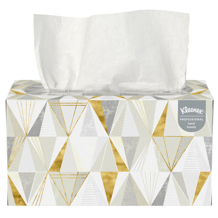 Essuie-mains Kleenex (01701) – Avec alvéoles absorbantes de qualité supérieure, boîte distributrice escamotable, blanc, 120 feuilles/boîte, 18 boîtes/caisse