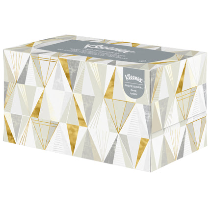 Essuie-mains Kleenex (01701) – Avec alvéoles absorbantes de qualité supérieure, boîte distributrice escamotable, blanc, 120 feuilles/boîte, 18 boîtes/caisse