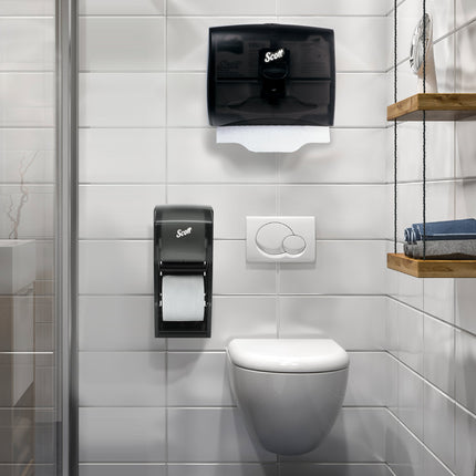 Papier hygiénique en rouleau standard Scott Essential - 2 épaisseurs, fibres 100 % recyclées, blanc, 80 rouleaux/caisse