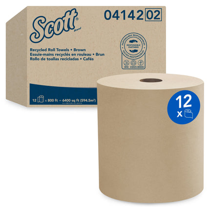 Essuie-mains en rouleau Scott Essential universel - Marron, 800 pi, 12 rouleaux/caisse