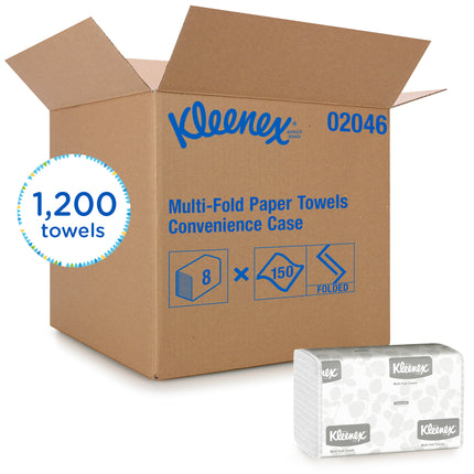 Kleenex Folded Towel Multi-Fold - White, 150 Sheets/Pack, 8 Packs/Sheet