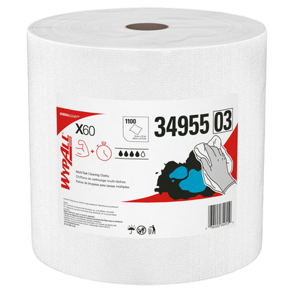 WypAll X60 Cloth Jumbo Roll - White, 1100 Sheets/Roll, 1 Roll/Case