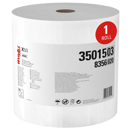 WypAll X50 Cloth Jumbo Roll - 1-Ply, White, 1100 Sheets/Roll, 1 Roll/Case