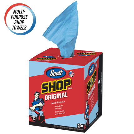 Scott Shop Towels Pop-Up Box - 200/Box, 8 Boxes/Case