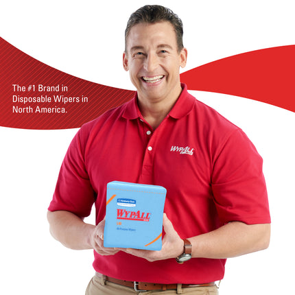 WypAll L40 Disposable Cleaning and Drying Towels - Blue, 56 Sheets/Pack, 12 Packs/Case