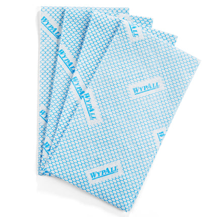 Lingettes WypAll CriticalClean haute capacité, robustes, pour la restauration - pliées en quatre, bleues, 300 feuilles/caisse