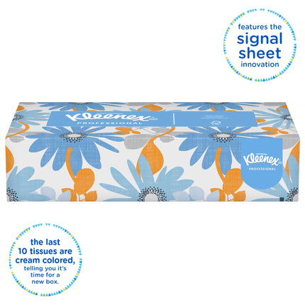 Kleenex Facial Tissue Flat Box - 2-Ply, White, 125 Sheets/Box, 12 Boxes/Case