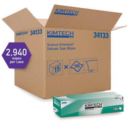 Lingettes pour tâches délicates Kimtech Science Kimwipes – 1 épaisseur, 11,2" X 12,3", Blanches, 2940 lingettes/caisse