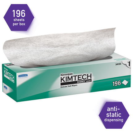 Lingettes pour tâches délicates Kimtech Science Kimwipes – 1 épaisseur, 11,2" X 12,3", Blanches, 2940 lingettes/caisse